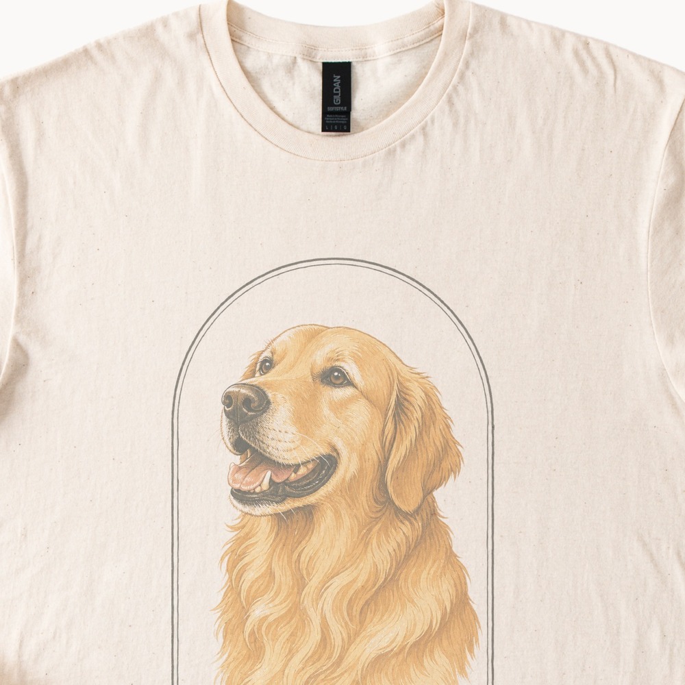 Golden Retriever Graphic Tee Natural Cozy Style - Picture 2 of 5